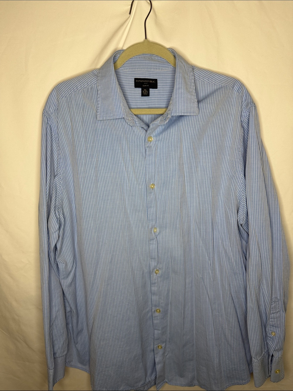 Banana Republic Men's Light Blue & White Pinstripe Dress Shirt